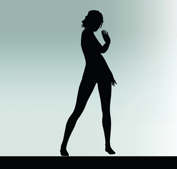 Silhouette de femme avec geste de la main saluez — Image vectorielle