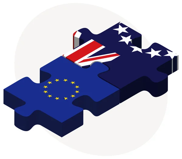 欧州連合とパズルのクック諸島の旗 — ストックベクタ