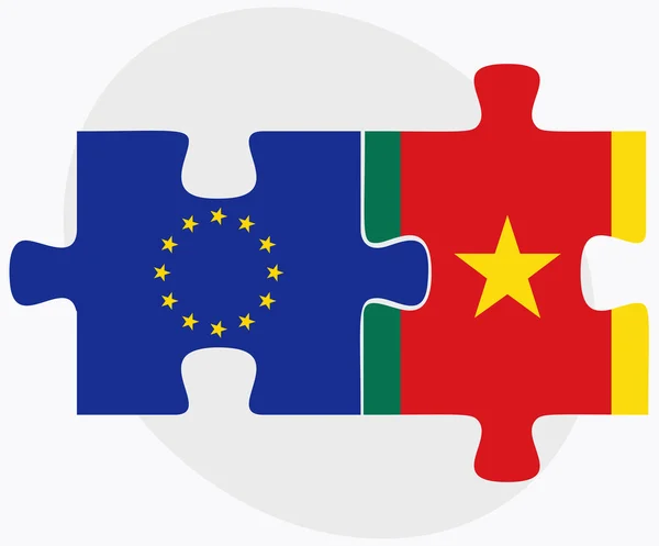 Европейский союз и Камерунские флаги в головоломке — стоковый вектор