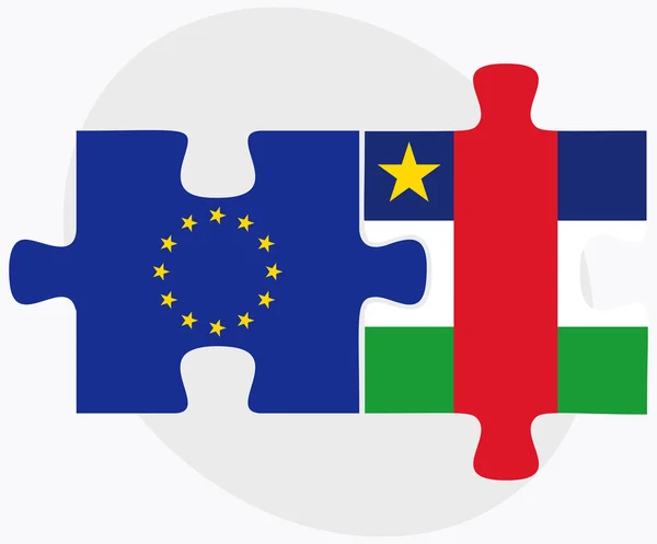 Banderas de la Unión Europea y República Centroafricana en rompecabezas — Vector de stock