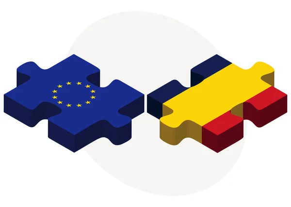 Bandiere dell'Unione europea e del Ciad nel puzzle — Vettoriale Stock