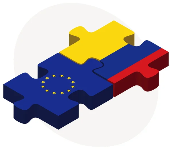 Флаги Европейского Союза и Колумбии в головоломке — стоковый вектор