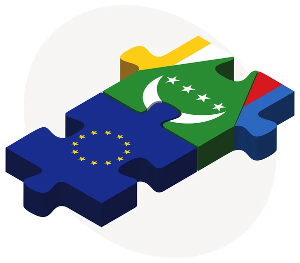 União Europeia e Comores Bandeiras no puzzle —  Vetores de Stock