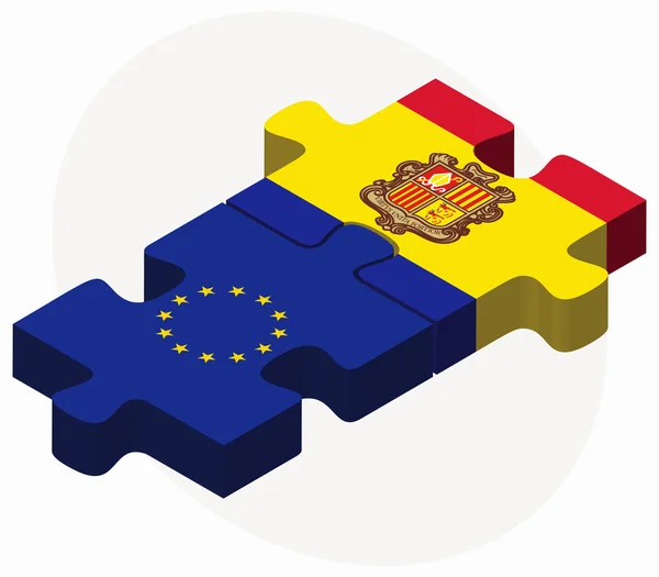 Evropská unie a Andorra příznaků v rozpacích izolované na bílém ba — Stockový vektor