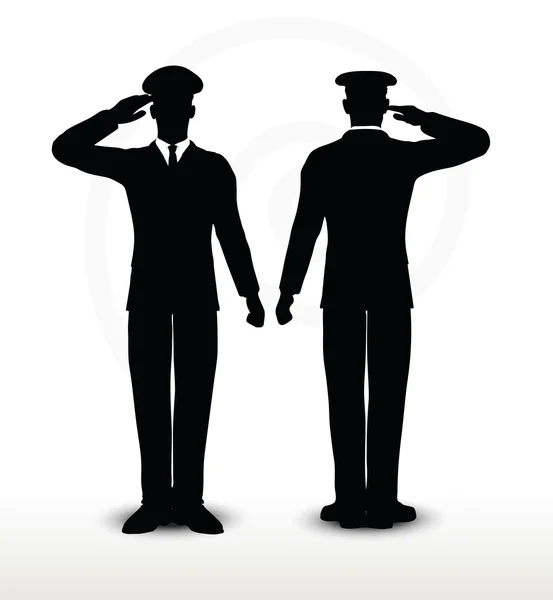 Armén allmänt siluett med hand gest salutera — Stock vektor
