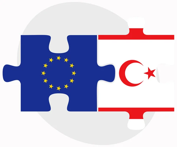 European Union and Turkish Republic of North Cyprus Flags in puz — Stock Vector