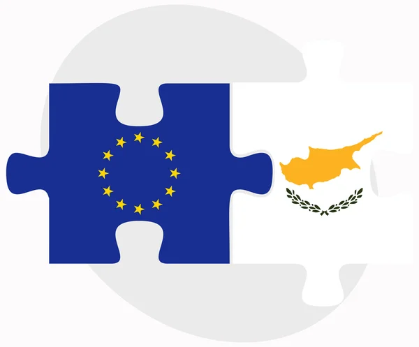 Europese Unie en de Republiek van Cyprus vlaggen in puzzel — Stockvector