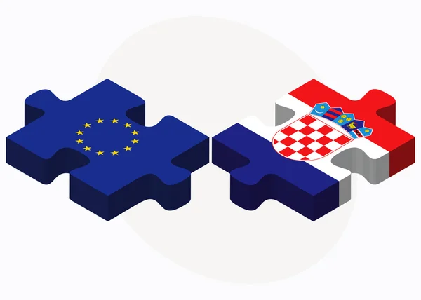 Union européenne et Croatie Drapeaux en puzzle — Image vectorielle