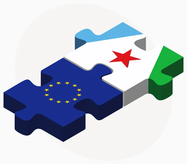 Union européenne et Djibouti Drapeaux en puzzle — Image vectorielle