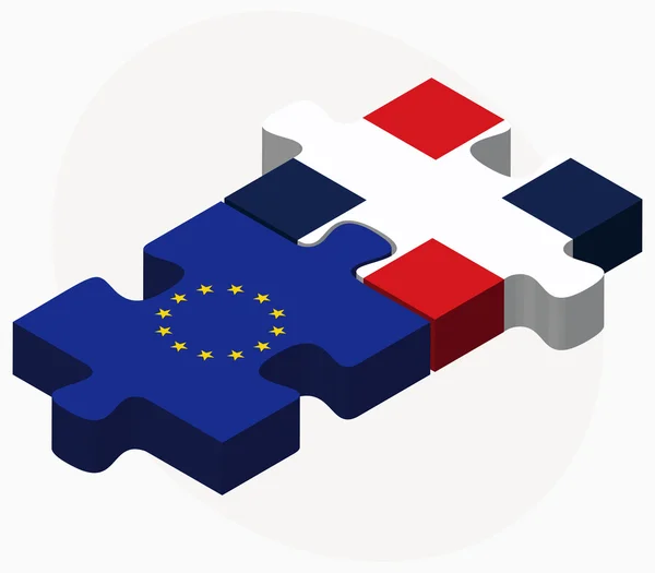 Європейський Союз і Домініканська Республіка прапори в головоломки — стоковий вектор