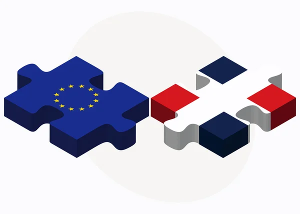 Unione Europea e Repubblica Dominicana Bandiere nel puzzle — Vettoriale Stock