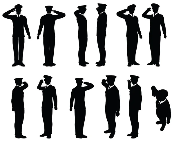 Армія загальний силует з ручним жестом засолювання Ліцензійні Стокові Ілюстрації