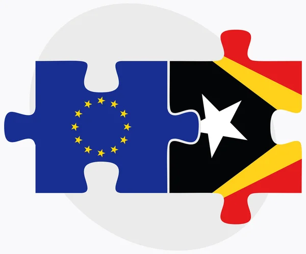 Európai Unió és a kelet-timori zászlók puzzle — Stock Vector