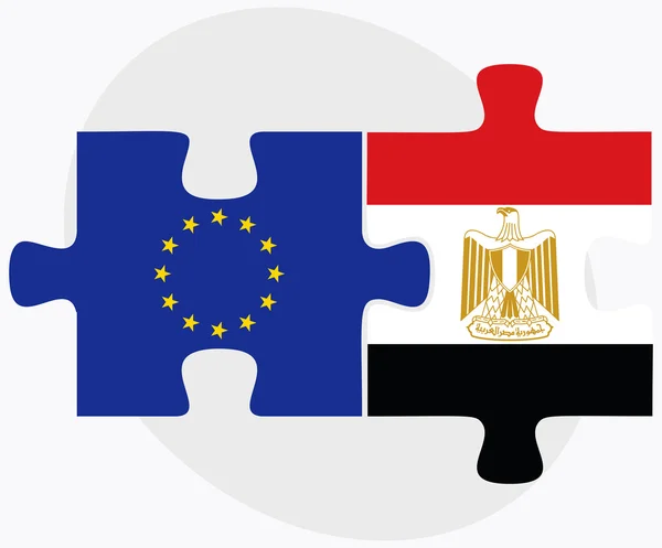 Union européenne et Égypte Drapeaux en puzzle — Image vectorielle