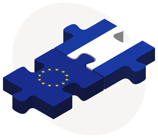 Europeiska unionen och El Salvador flaggor i pussel — Stock vektor