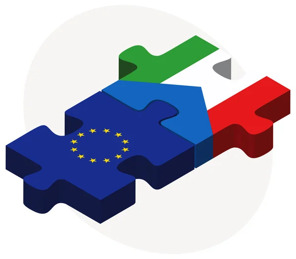 Ευρωπαϊκής Ένωσης και της Ισημερινής Γουινέας σημαίες σε παζλ — Διανυσματικό Αρχείο