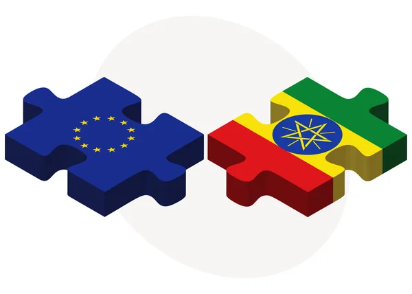 Europese Unie en Ethiopië vlaggen in puzzel — Stockvector