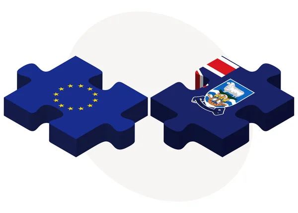 Európai Unió és a Falkland-szigetek zászlók puzzle — Stock Vector