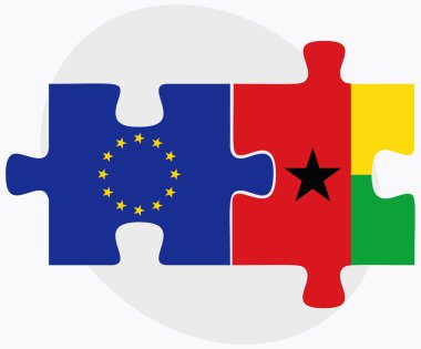 Avrupa Birliği ve Gine Bissau bayrakları WHI üzerinde izole bulmaca