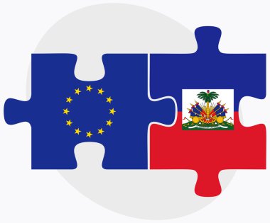 Avrupa Birliği ve Haiti Bayraklarda izole üzerinde beyaz backg bulmaca