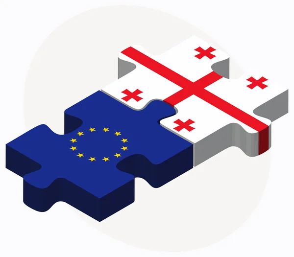 Европейский союз и Грузия Флаги в головоломке изолированы на белом берегу — стоковый вектор