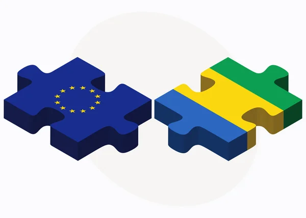 Evropská unie a Gabon příznaků v rozpacích izolované na bílém pozadí — Stockový vektor
