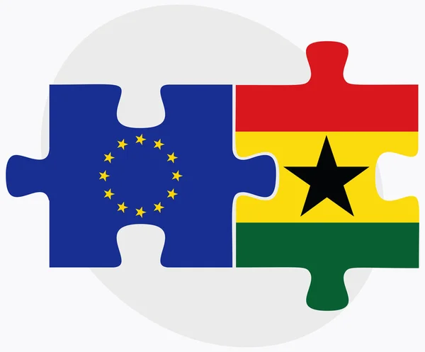 Evropská unie a Ghana příznaků v rozpacích izolované na bílém pozadí — Stockový vektor