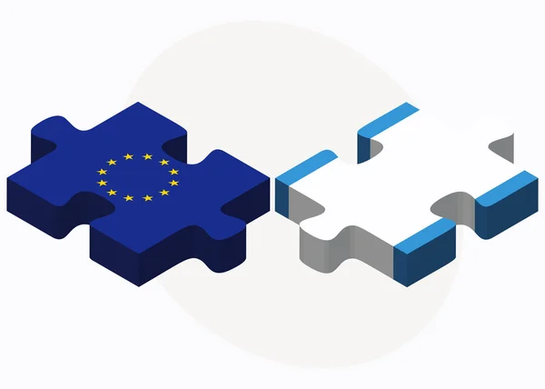 Unii Europejskiej i Gwatemali flagi w puzzle na białym tle na b biały — Wektor stockowy