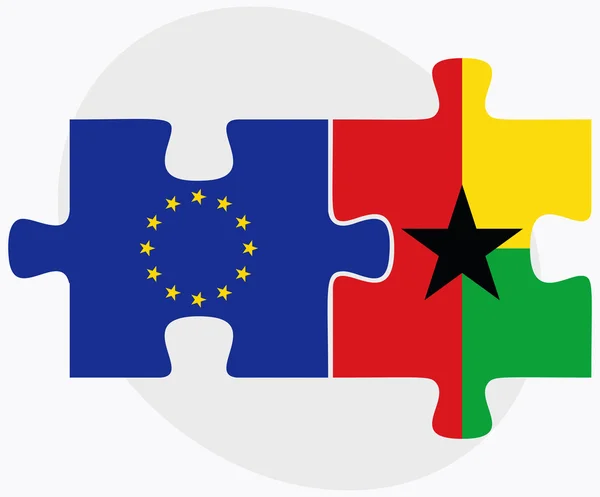 Европейский союз и Гайана флаги в головоломке изолированы на белой спине — стоковый вектор
