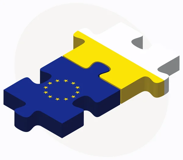Europäische Union und heiliger See - vatikanische Stadtstaatflaggen im Puzzle — Stockvektor
