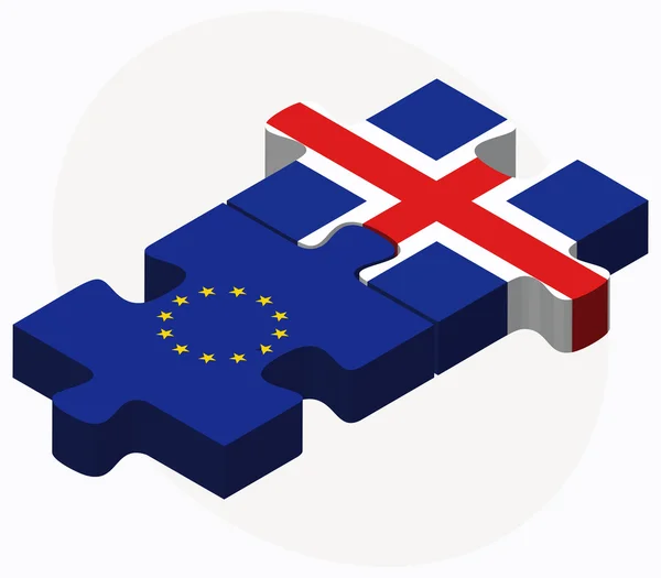 欧州連合とパズルのアイスランドの旗 — ストックベクタ