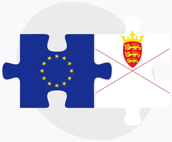 Európai Unió és a Jersey zászlók puzzle — Stock Vector