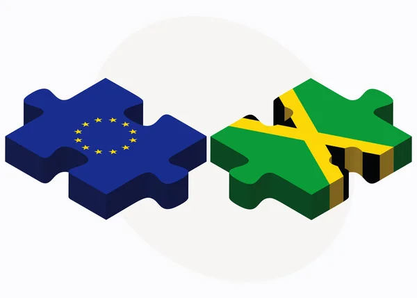 União Europeia e Jamaica Bandeiras no puzzle —  Vetores de Stock