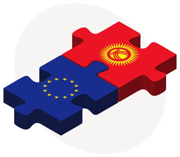 Union européenne et Kirghizistan Drapeaux en puzzle — Image vectorielle