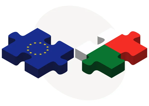 Europese Unie en Madagaskar vlaggen in puzzel — Stockvector