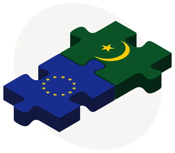 Union européenne et Mauritanie Drapeaux en puzzle — Image vectorielle