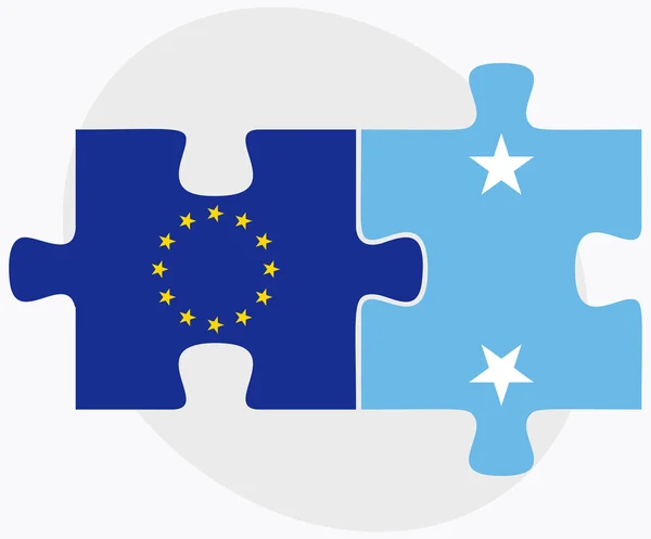 Флаги Европейского Союза и Микронезии в головоломке — стоковый вектор