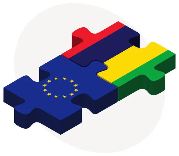 Avrupa Birliği ve bulmaca Bayraklarda Mauritius — Stok Vektör