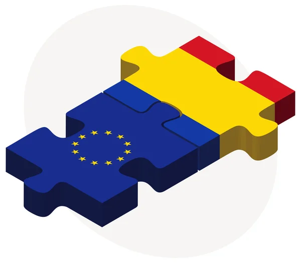Europese Unie en Moldavië vlaggen in puzzel — Stockvector