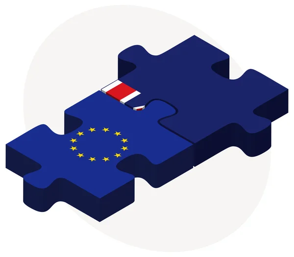 Unione europea e bandiere di Montserrat nel puzzle — Vettoriale Stock