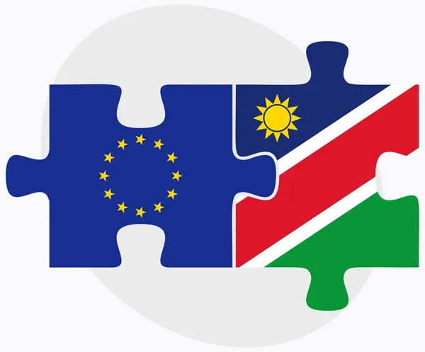 Avrupa Birliği ve Namibya bayrakları bulmaca — Stok Vektör