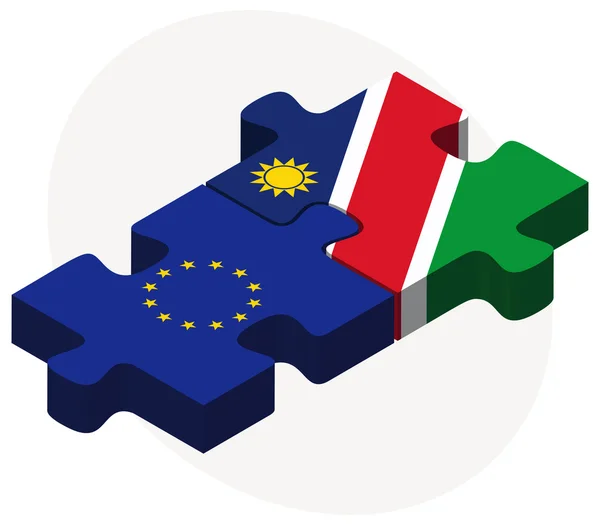 Bandiere dell'Unione europea e della Namibia nel puzzle — Vettoriale Stock
