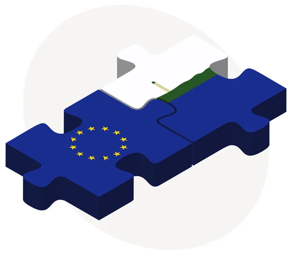 Europäische Union und Navassa Insel Flaggen in Puzzle — Stockvektor