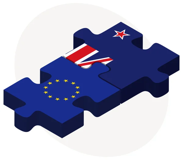 欧州連合とパズルでニュージーランド フラグ — ストックベクタ