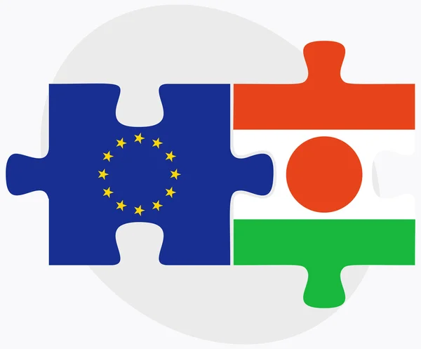 Drapeaux de l'Union européenne et du Niger en puzzle — Image vectorielle