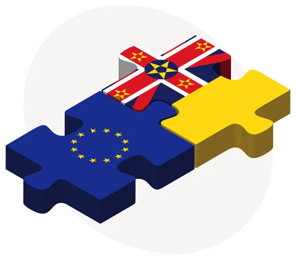 Evropská unie a Niue vlajky v puzzle — Stockový vektor