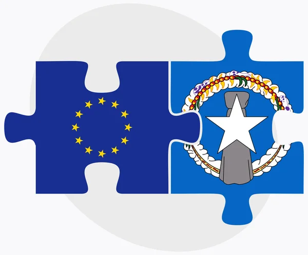 Avrupa Birliği ve Kuzey Mariana Adaları bayrakları — Stok Vektör