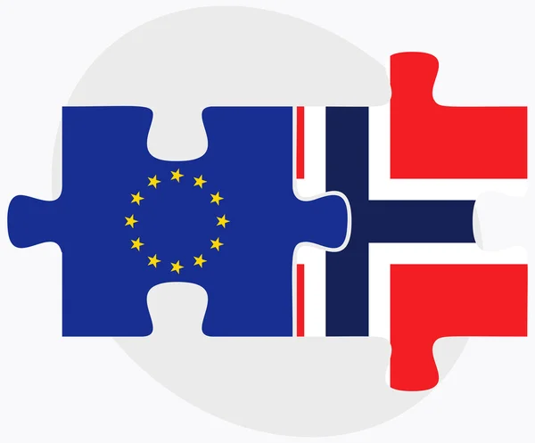 Bandiere dell'Unione europea e Norvegia — Vettoriale Stock