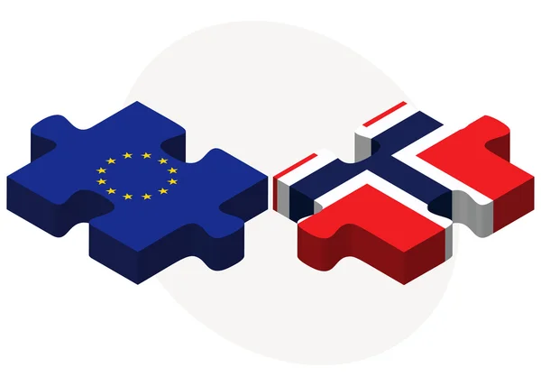 Flaggen der Europäischen Union und Norwegens — Stockvektor