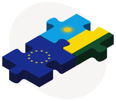 Avrupa Birliği ve Ruanda bayrakları 